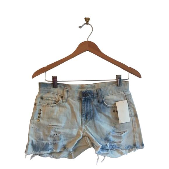 Vintage 2 Long Hipster Fit American Eagle hand tie dyed denim shorts low rise - Picture 1 of 8